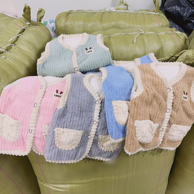 Áo gile lông cưu hàng qc cho bé trai bé gái