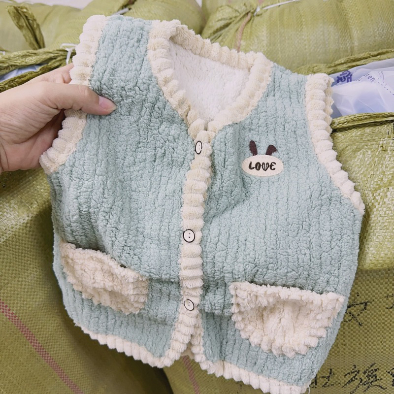 Áo gile lông cưu hàng qc cho bé trai bé gái