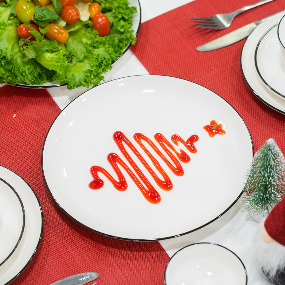 Đĩa | JYSK nID | sứ trắng bóng viền đen