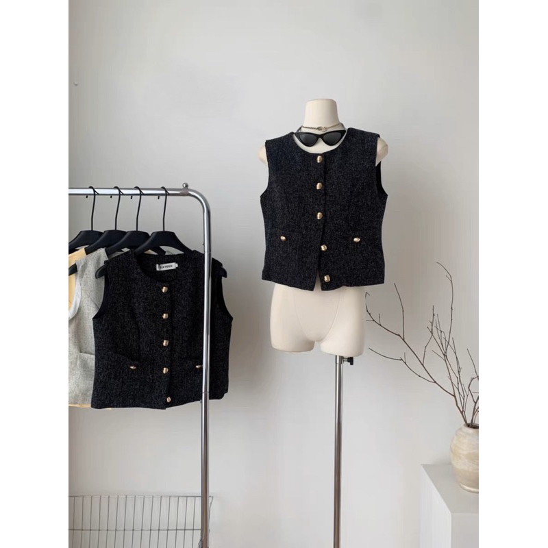 Áo gile dạ tweed korea style