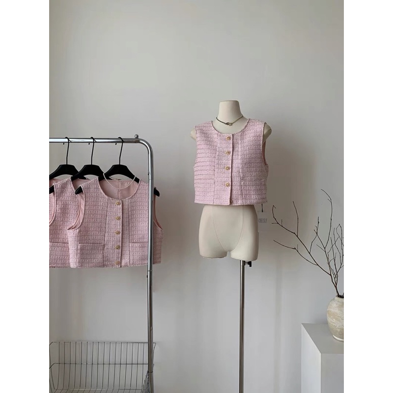 Áo gile dạ tweed korea style