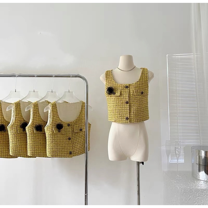 Áo gile dạ tweed korea style