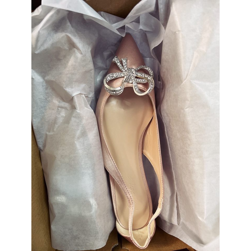 Giày Búp Bê Nữ Nude Nơ Đá Satin Cao Cấp QUEENS STORE êm sang chắc chân