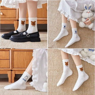 Túi 5 đôi tất gấu trắng cổ cao siêu đẹp