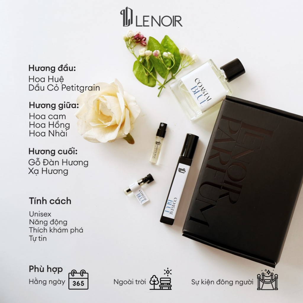 Nước hoa nữ ngọt ngào/ nước unisex thanh lịch Lenoir Coastal Blue tươi mát, hương hoa nhài