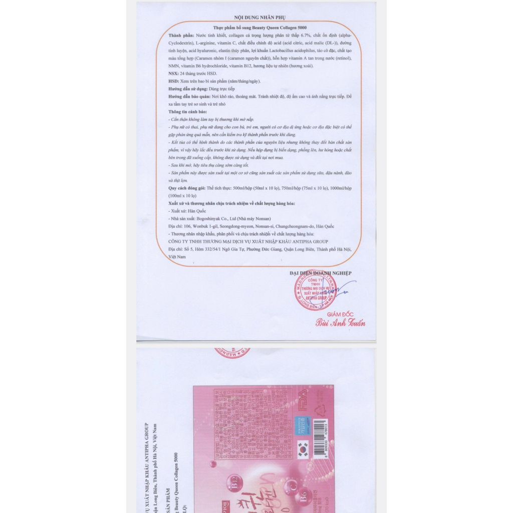Collagen beauty queen 5000mg hàn quốc đẹp da chống lão hoá