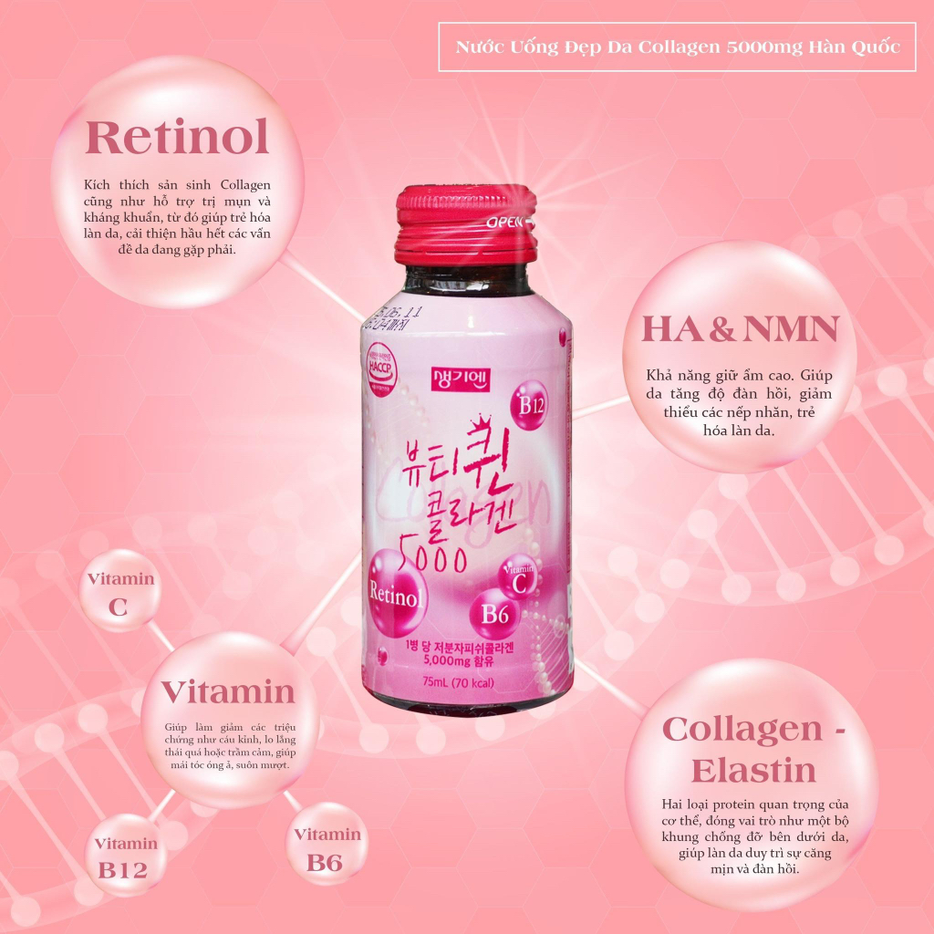 Collagen beauty queen 5000mg hàn quốc đẹp da chống lão hoá