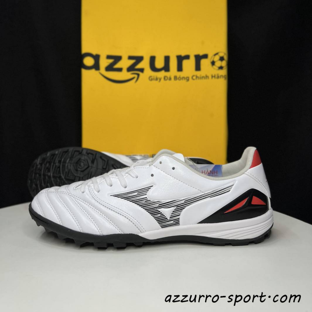 Giày Đá Bóng Mizuno Morelia Neo 4 AS TF - Trắng Đen Đỏ - Giày Đá Banh Sân Cỏ Nhân Tạo Chính Hãng