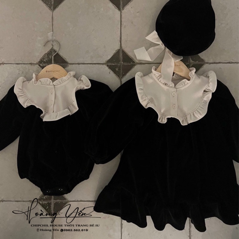 Set Suit Nhung Kèm Mũ Hàn Quốc Cho Bé Gái ChipChil