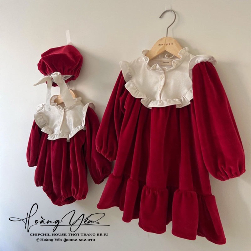 Set Suit Nhung Kèm Mũ Hàn Quốc Cho Bé Gái ChipChil