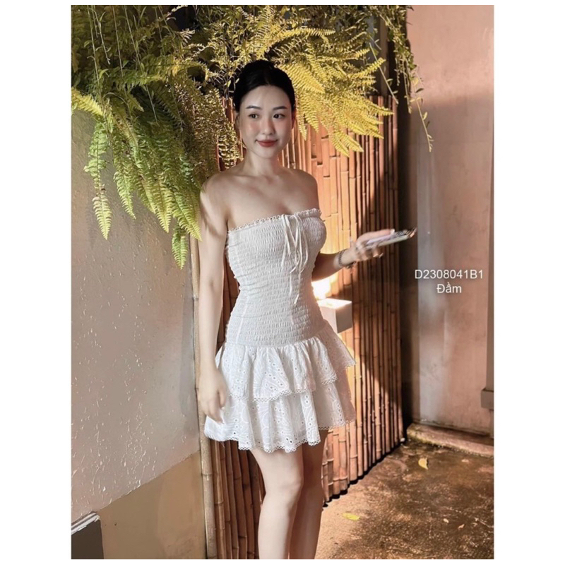 Váy Ren Chun Cúp Ngực Đuôi Tầng Ôm Sát Body