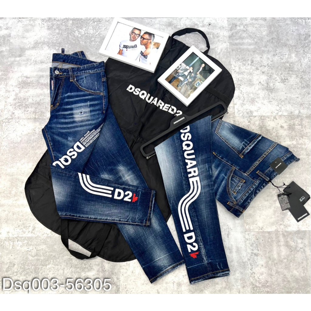 Quần Jeans DSQ Nam In Logo Chữ Dọc Siêu Đẹp - Quần DSQ Nam Like Au.th Khóa Cúc Cao Cấp
