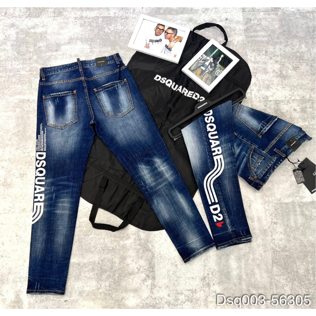 Quần Jeans DSQ Nam In Logo Chữ Dọc Siêu Đẹp - Quần DSQ Nam Like Au.th Khóa Cúc Cao Cấp