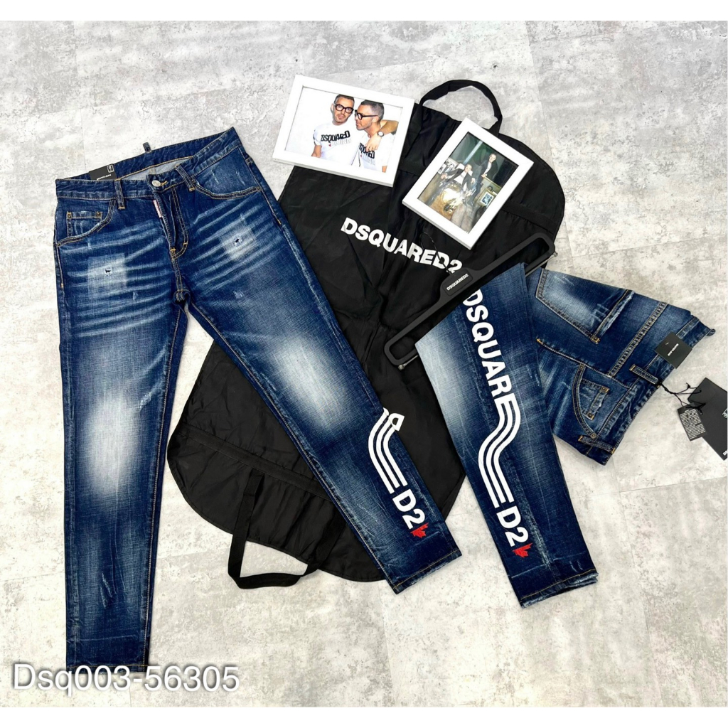 Quần Jeans DSQ Nam In Logo Chữ Dọc Siêu Đẹp - Quần DSQ Nam Like Au.th Khóa Cúc Cao Cấp