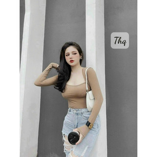 Áo thun cổ U dài tay