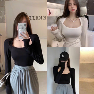 Áo thun cổ U dài tay