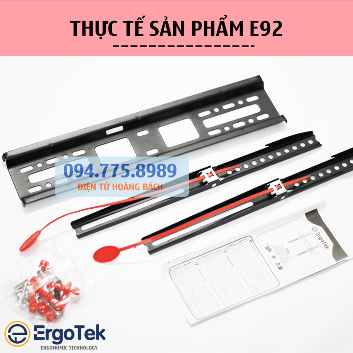 Giá treo tivi siêu mỏng 2,6 cm ErgoTek E92 32 - 60 Inch - Hàng Nhập Khẩu - Giá Treo Tv Cố Định Sát Tường