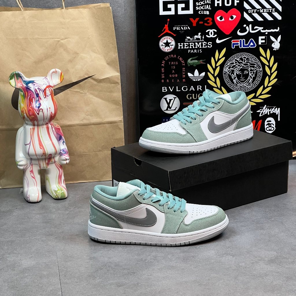 Giày Thể Thao Air Jordan 1 Low Turbo Green/ Giayf Thấp Cổ Xanh Mint Vệt Xám