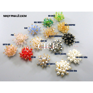 Nhụy pha lê chùm 2.5cm Cici Handmade nguyên liệu đính kết center hoa cài áo đá pha lê DIY