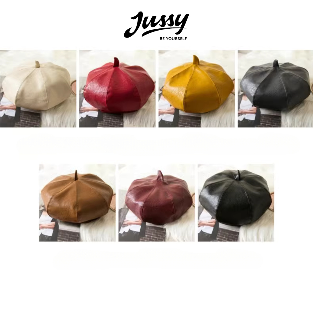 Mũ Nồi Nữ Kiểu Beret Da Trơn 8 Múi JBR12 Jussy Fashion Kiểu Mũ Beret Họa Sĩ Chất Da PU Cao Cấp Có Nhiều Màu Hot Trend