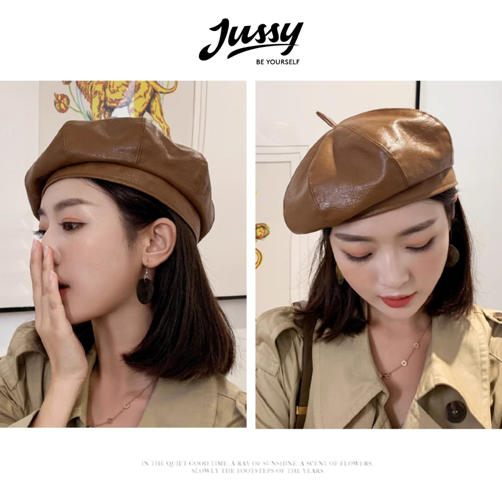 Mũ Nồi Nữ Kiểu Beret Da Trơn 8 Múi JBR12 Jussy Fashion Kiểu Mũ Beret Họa Sĩ Chất Da PU Cao Cấp Có Nhiều Màu Hot Trend