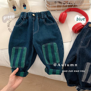 Quần jeans bò kiểu vá gấu cá tính bé trai 0-6 tuổi