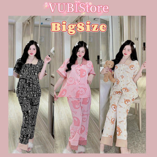 Đồ bộ bigsize pijama cổ sen tay ngắn quần dài lụa mango bigsize 75kg