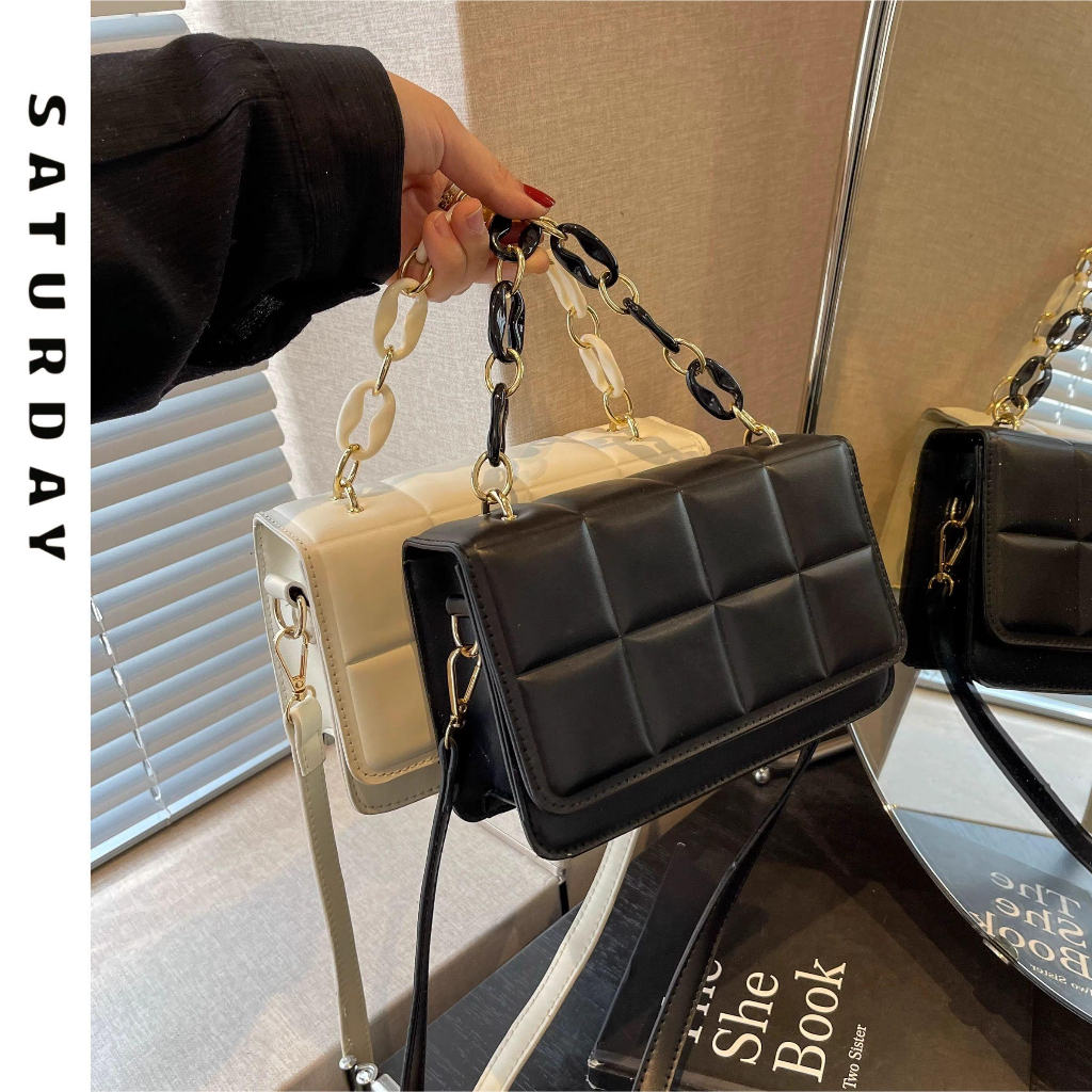 Túi Xách Nữ Đeo chéo, Đeo Vai Phối Dây Xích Sang Tinh Tế