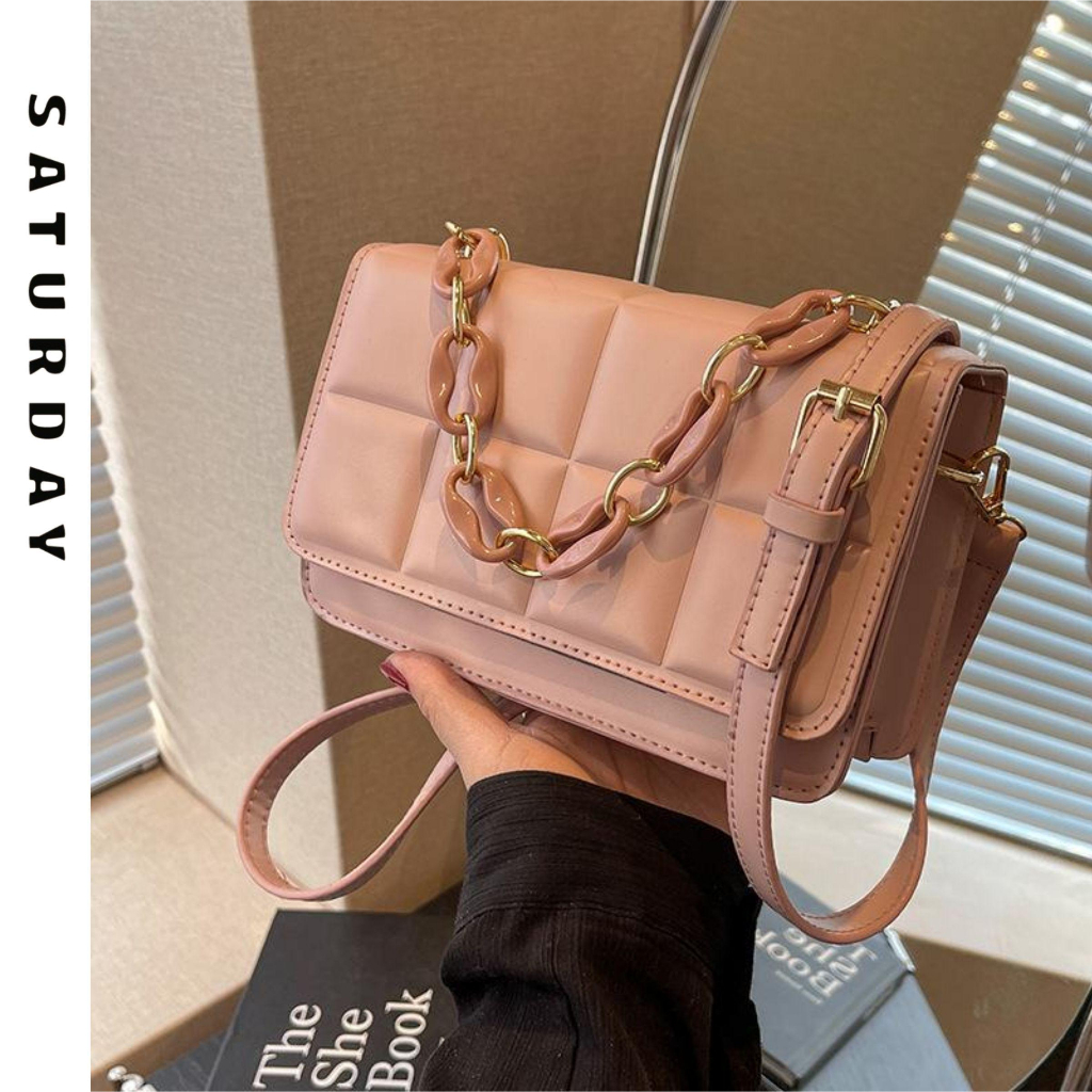 Túi Xách Nữ Đeo chéo, Đeo Vai Phối Dây Xích Sang Tinh Tế