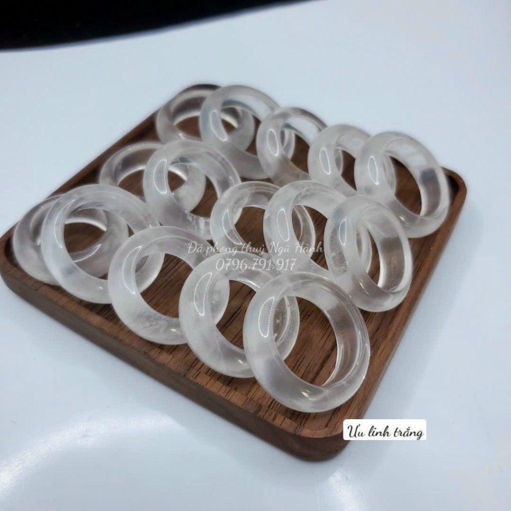 Nhẫn ưu linh trắng ,mã não hoa, ưu linh vàng và đỏ,thach anh dâu đỏ và dâu tây xanh - Kèm hộp khi mua