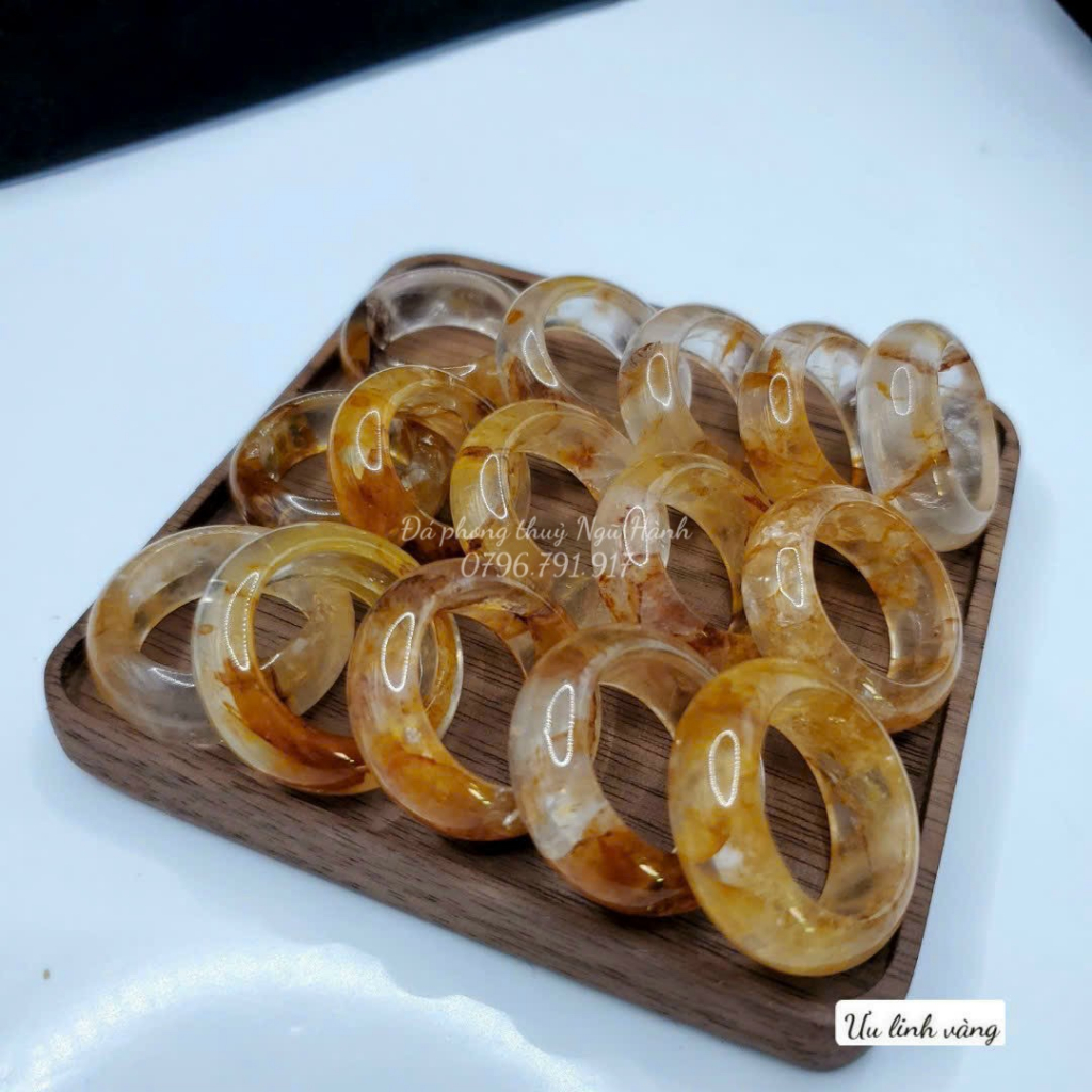 Nhẫn ưu linh trắng ,mã não hoa, ưu linh vàng và đỏ,thach anh dâu đỏ và dâu tây xanh - Kèm hộp khi mua