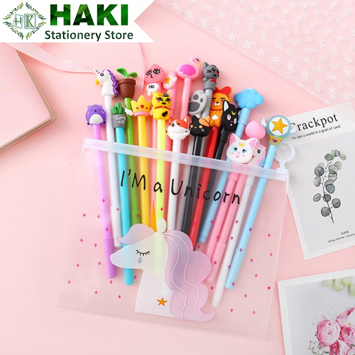 Bút Bi Nước Mực Gel Màu Đen Nhiều Mẫu Hoạt Hình Dễ Thương Cute - STBooks