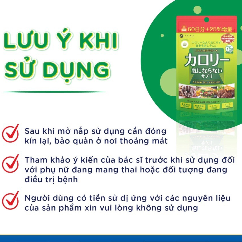 Viên Uống chống hấp thụ Calories Cao Cấp Fine Japan Gói 375 Viên
