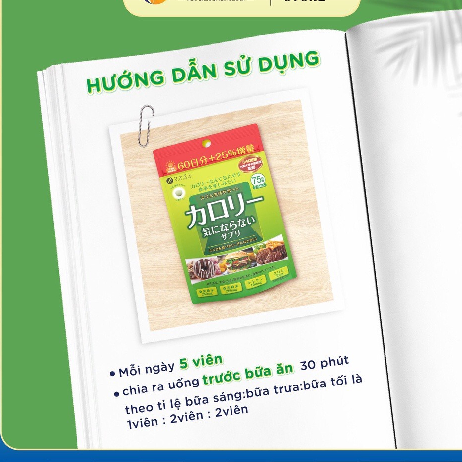 Viên Uống chống hấp thụ Calories Cao Cấp Fine Japan Gói 375 Viên
