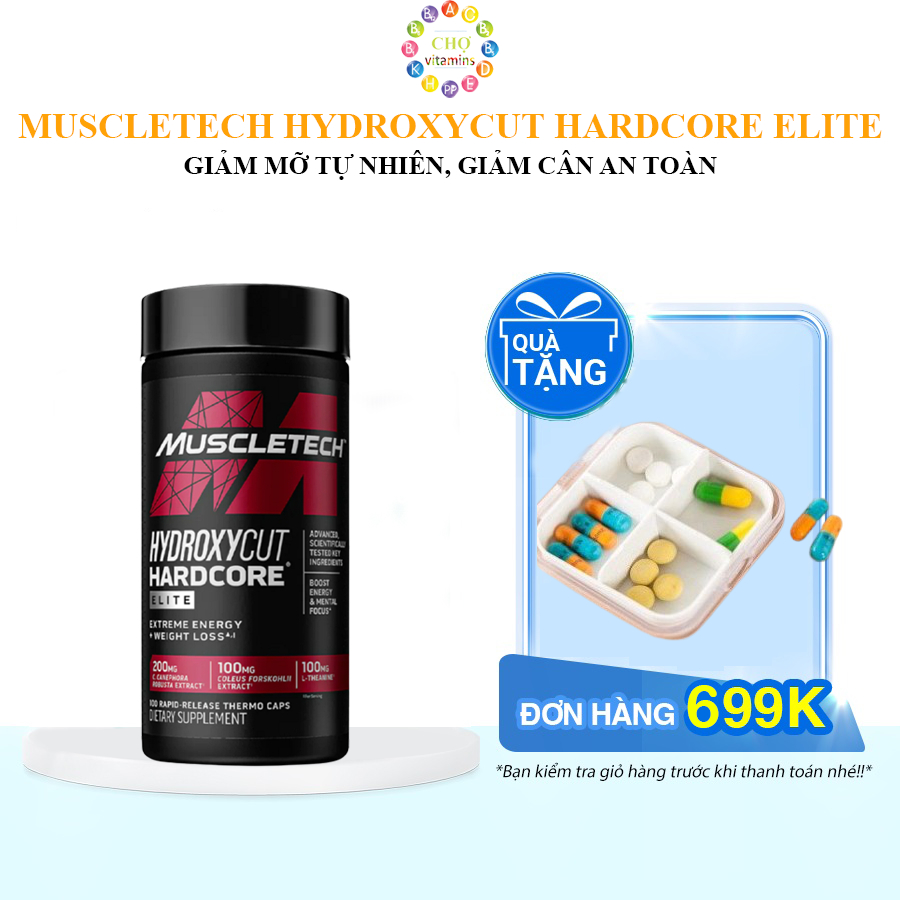 Viên Uống Giảm Mỡ, Giảm Cân MuscleTech Hydroxycut Hardcore Elite 100 Viên