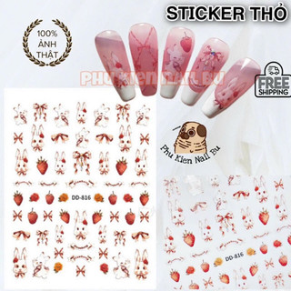 Sticker thỏ dán móng siêu hót mã DD 816- Tấm dán móng hình thỏ mã DD816