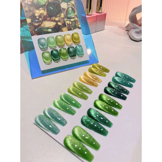 Sét sơn gel mắt mèo tông xanh lá 10 chai vendeeeni M8/ Sơn mắt mèo vendeeni 10 chai M8