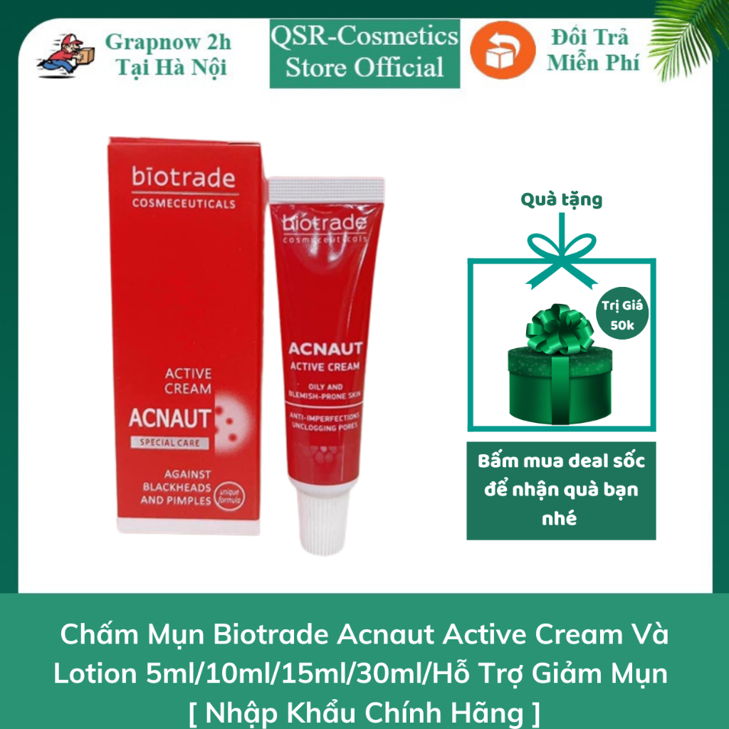 Chấm Mụn Biotrade Acnaut Active Cream Và Lotion 5ml/10ml/15ml/30ml/Hỗ Trợ Giảm Mụn [ Nhập Khẩu Chính Hãng ]