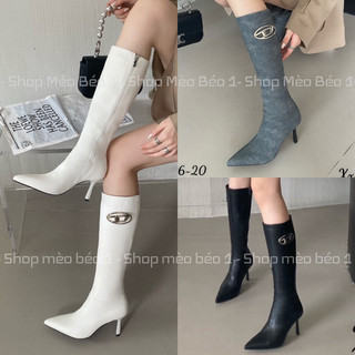 Bốt boot đùi lửng khoá D mũi nhọn gót nhọn khoá hông fullbox hàng quảng châu cao cấp