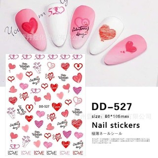 Sticker hình trái tim 3d lụa dán móng DD621/ sticker trái tim hồng mã DD621