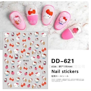 Sticker mèo kitty hồng dán móng mã DH621/ Sticker dán móng hình mèo kitty DH621