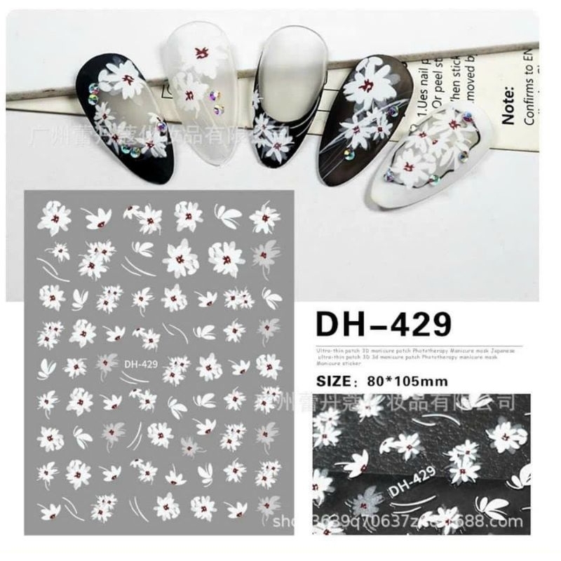 sticker hoa lụa 3d dán móng mã DH429/ sticker dán móng hoa DH429
