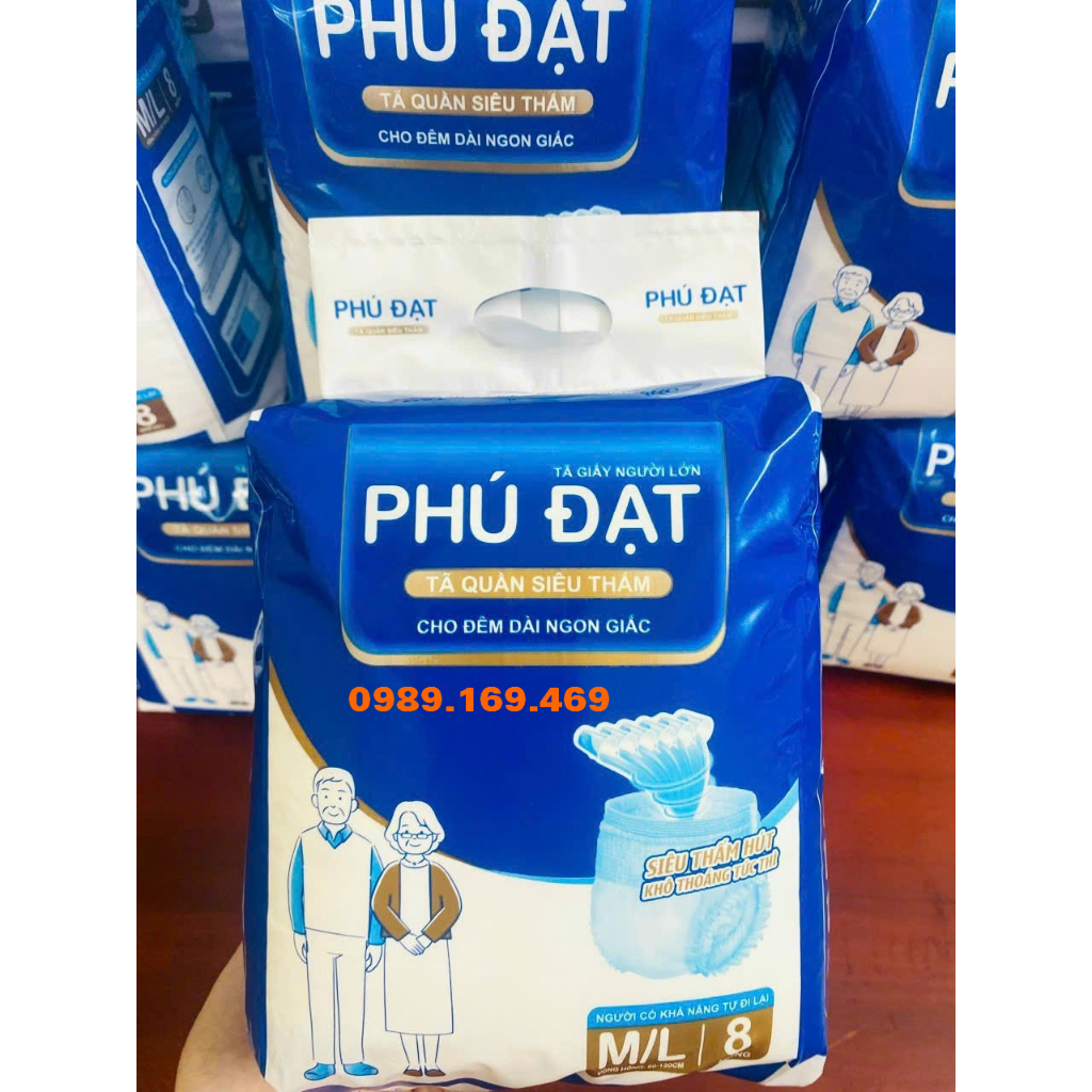 Tã già quần Phú Đạt ML 8 miếng, chun bông co giãn, siêu thấm đa chiều