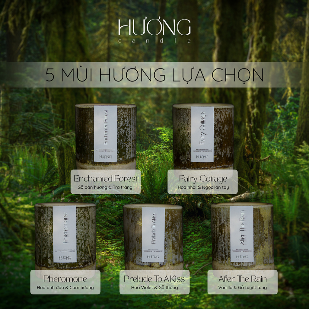 Nến thơm hương After The Rain - Nến thơm cốc tre, tinh dầu thiên nhiên giúp thư giãn, hỗ trợ giấc ngủ | HƯƠNG CANDLE
