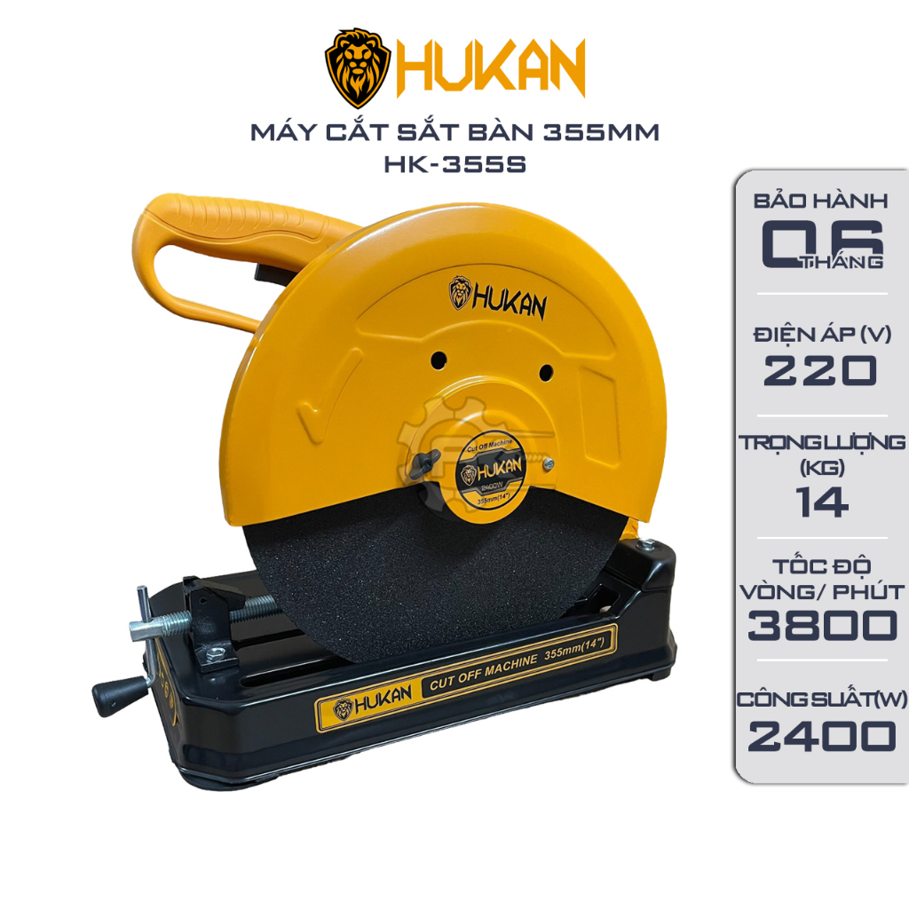 Máy cắt sắt bàn HUKAN 355S, Công suất 2400w, Đường kính đĩa 355