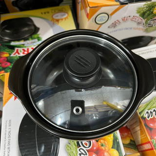 Nồi đất  đáy sâu 0.5l,nắp kính, kho thịt, kho cá