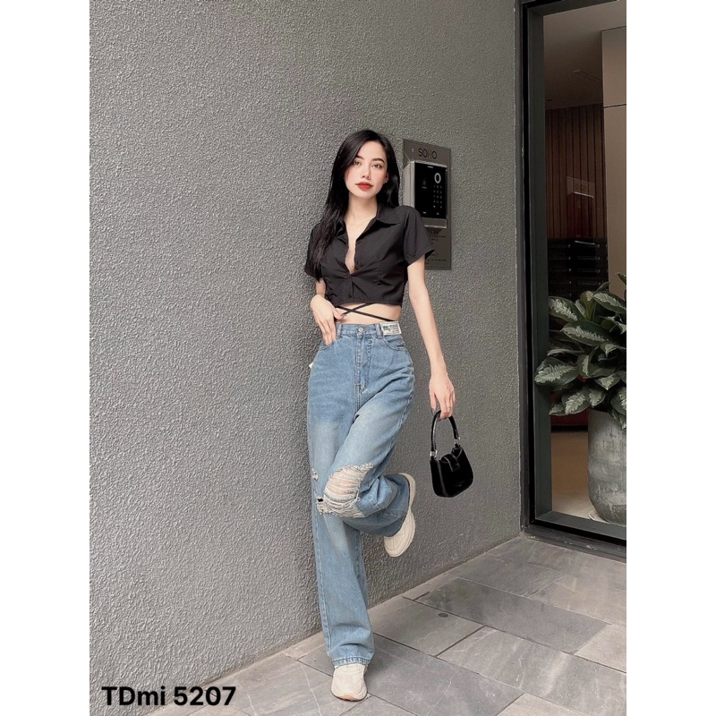 Quần baggy jean nữ LB_Official, lưng cao, dáng rộng, trẻ trung, màu đen cá tính. LB1788