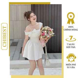 Đầm tiệc tapta xòe ngắn nơ vai phong cách sang trọng CHIBEST HDC716