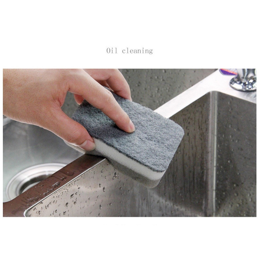 Miếng rửa chén, rửa bát đĩa, miếng bọt biển vệ sinh dầu mỡ, bụi bẩn, miếng cọ rửa bông 2 lớp