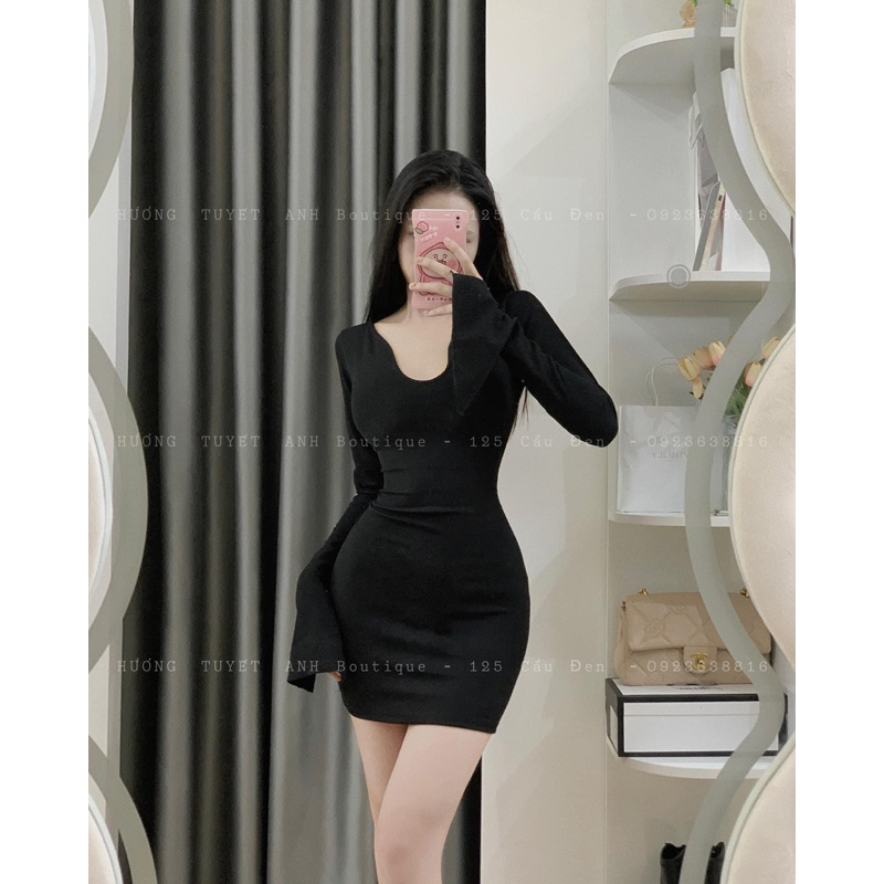 Đầm Thun Body Cổ V Tay Xẻ Tôn Dáng D248
